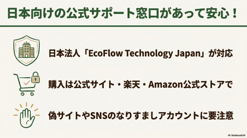 EcoFlow正規購入チャネル：公式・楽天・Amazonで安全に買う3つのポイント