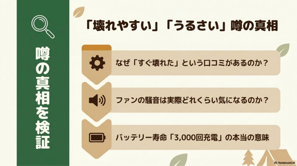 EcoFlowは本当に壊れやすい？ファン騒音の噂を口コミで検証した結果