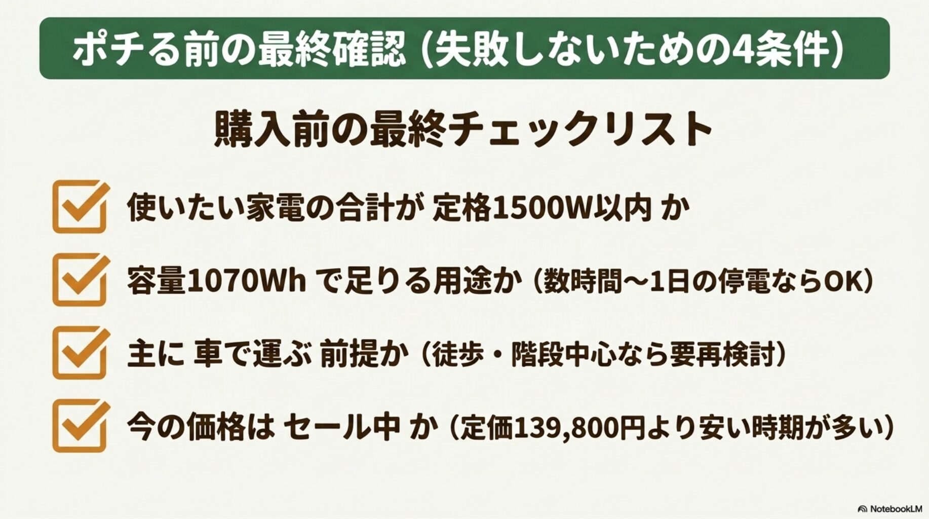 購入前の最終チェックリスト