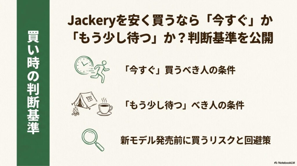 Jackeryを今すぐ買うべきか・待つべきかの判断基準まとめ